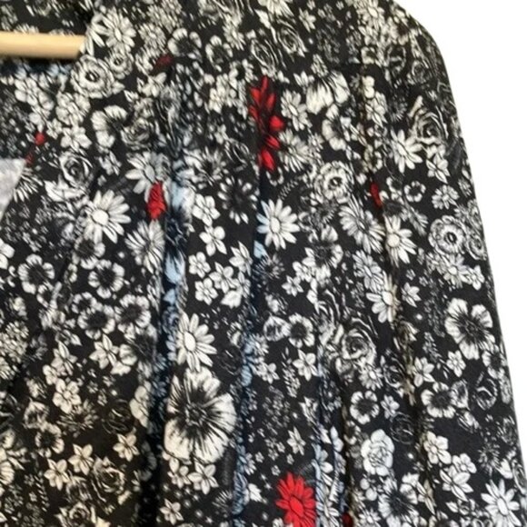 Zadig & Voltaire black, white and red floral long sleeve dress size L - Picture 5 of 9